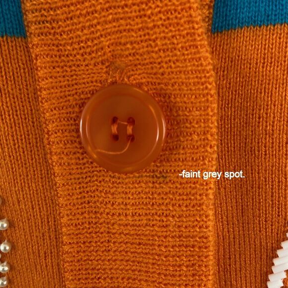 Vintage 80s 90s IB Diffusion Ocean Fish Striped Cardigan Sweater Beaded Sequin - Picture 6 of 11